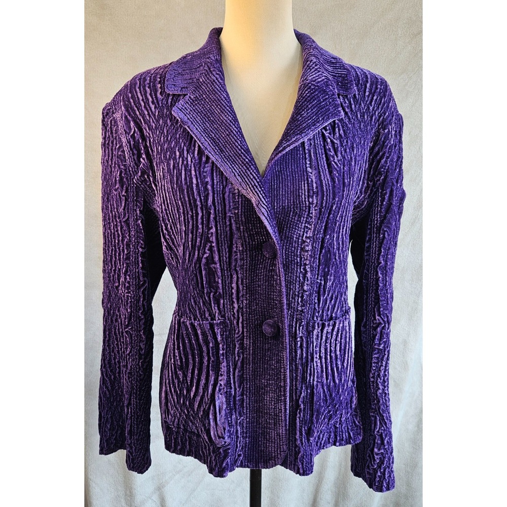 Great Cavalier By St. Paul Women's Size L Vintage Crushed Purple Velvet Jacket